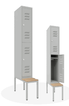 Garderobenschrank, Umkleideschrank, Metall, mit Hutablage und Kleider Stange, verstauen von Arbeitskleider, Schuhe, Wertsachen, mit Unterbank zum sitzen