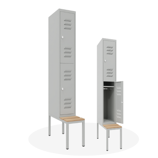 Garderobenschrank, Umkleideschrank, Metall, mit Hutablage und Kleider Stange, verstauen von Arbeitskleider, Schuhe, Wertsachen, mit Unterbank zum sitzen